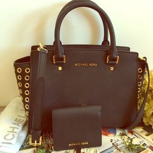 Michael Kors Black Satchel And Wallet